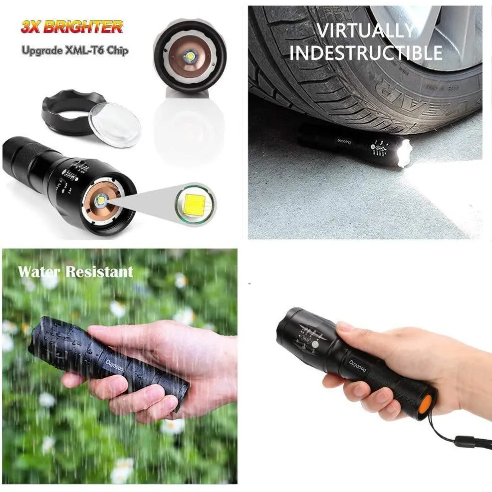 2Packs of LED Water Resistant torch for Emergency, Power Outage, Camping, Hiking