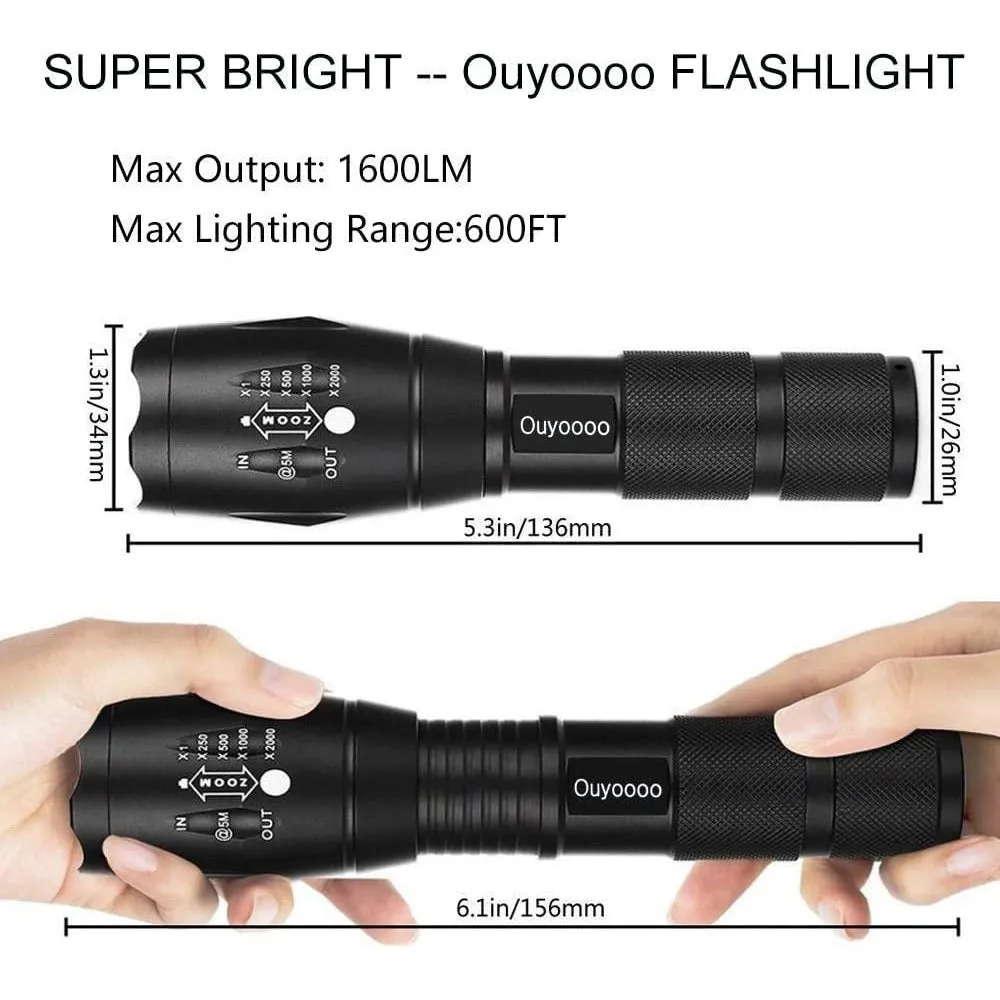 2Packs of LED Water Resistant torch for Emergency, Power Outage, Camping, Hiking