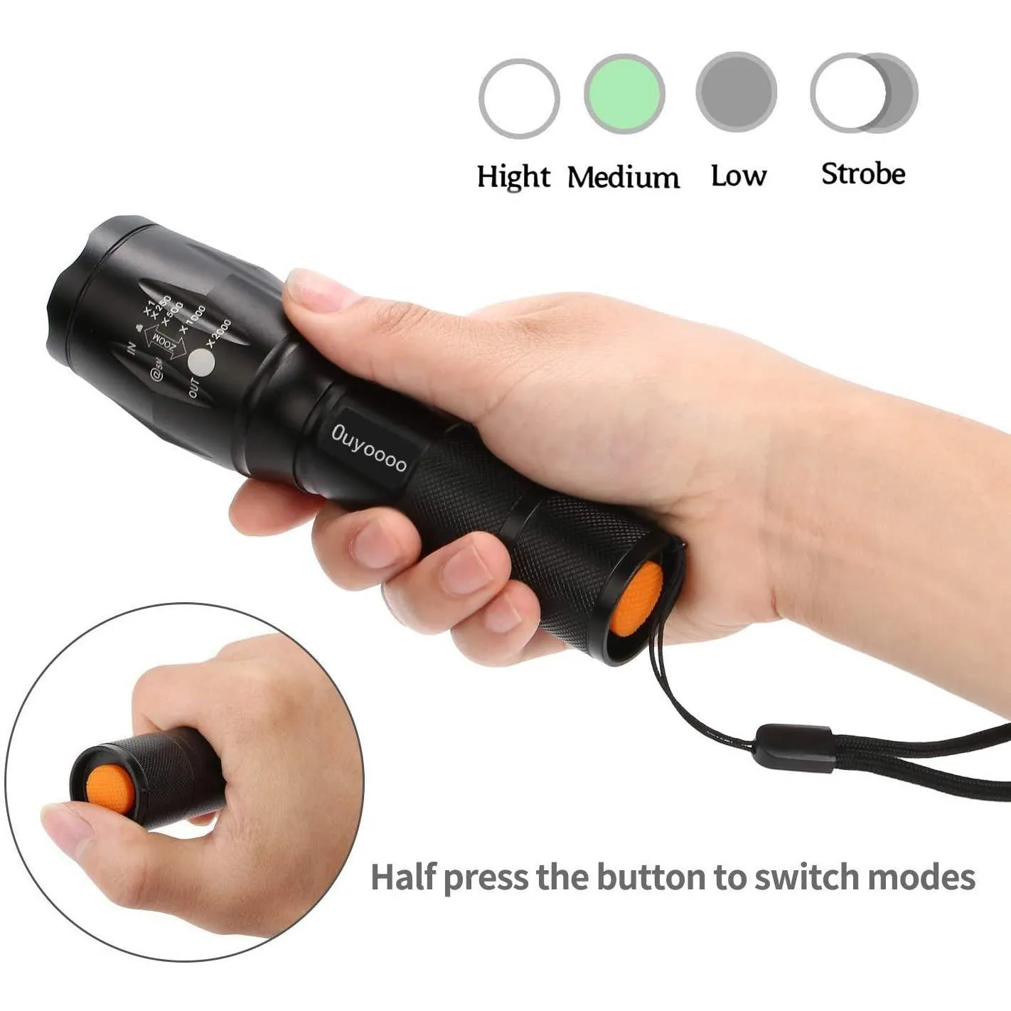 2Packs of LED Water Resistant torch for Emergency, Power Outage, Camping, Hiking