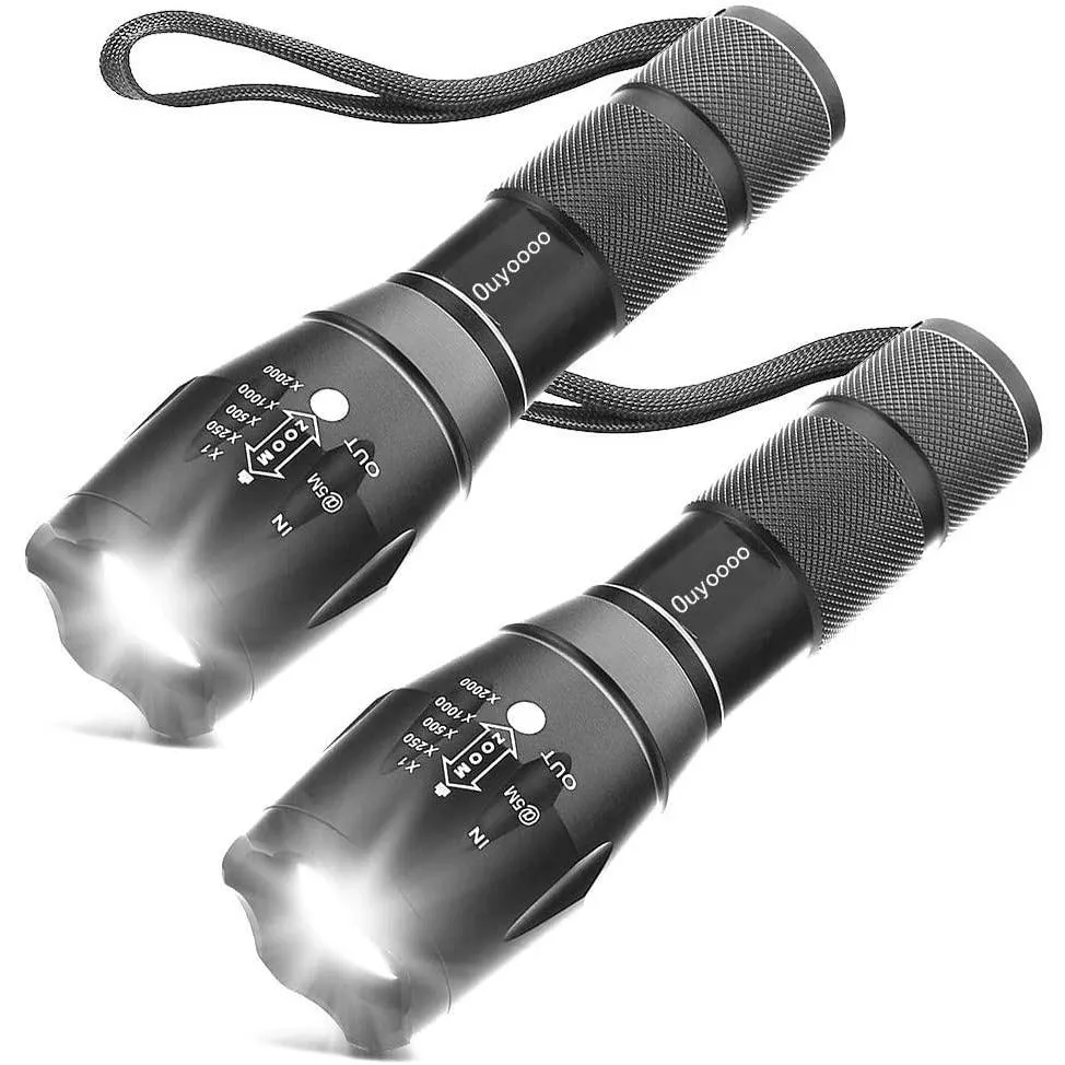 2Packs of LED Water Resistant torch for Emergency, Power Outage, Camping, Hiking