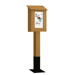 8.5" x 11" Standing Eco-Friendly Faux Wood Information Box | Top Hinged with Post