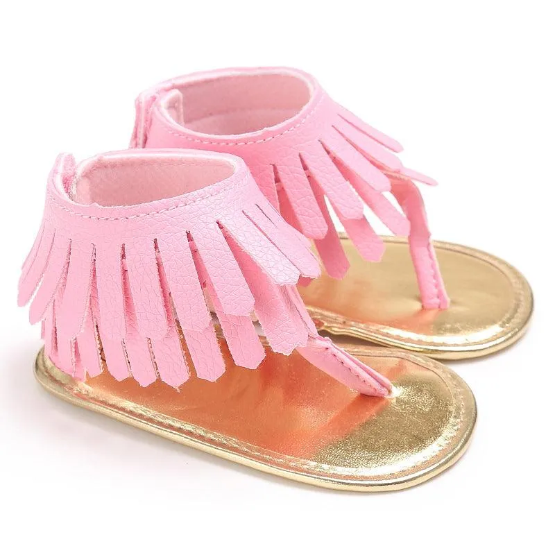 Baby Girl Toddler Shoes Multicolor Tassel Soft Sole Flip-flop Sandals Toddler Shoes