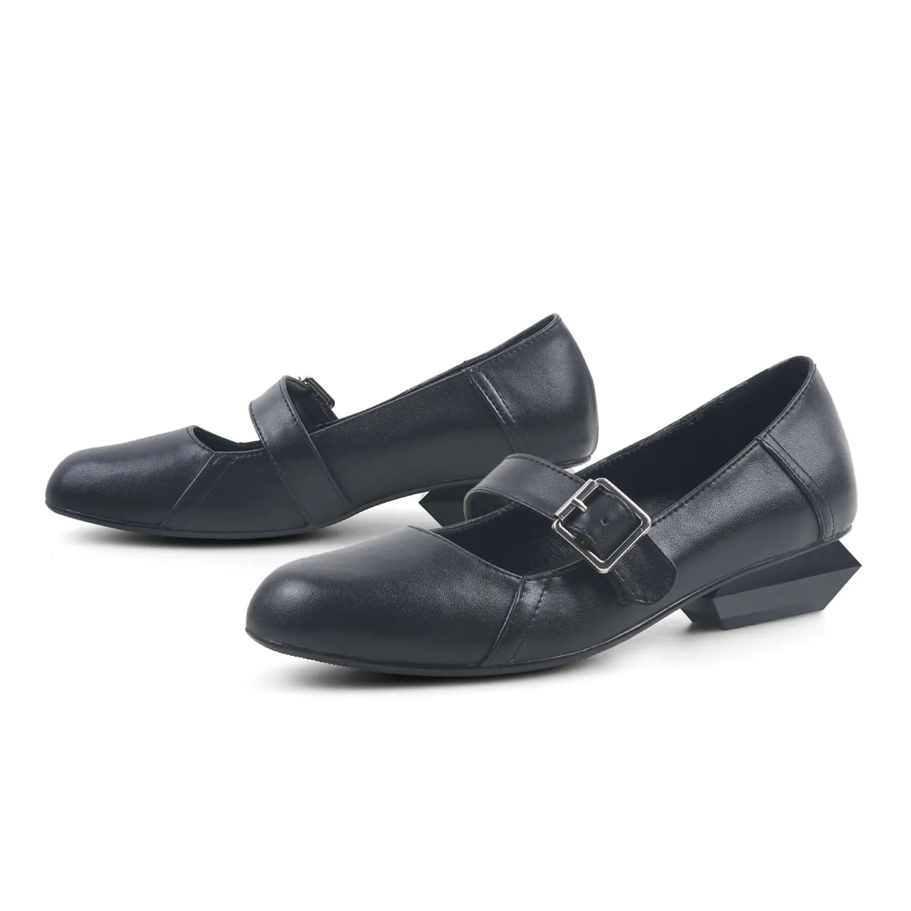Casual Fringed Black Leather Mary Jane Shoes