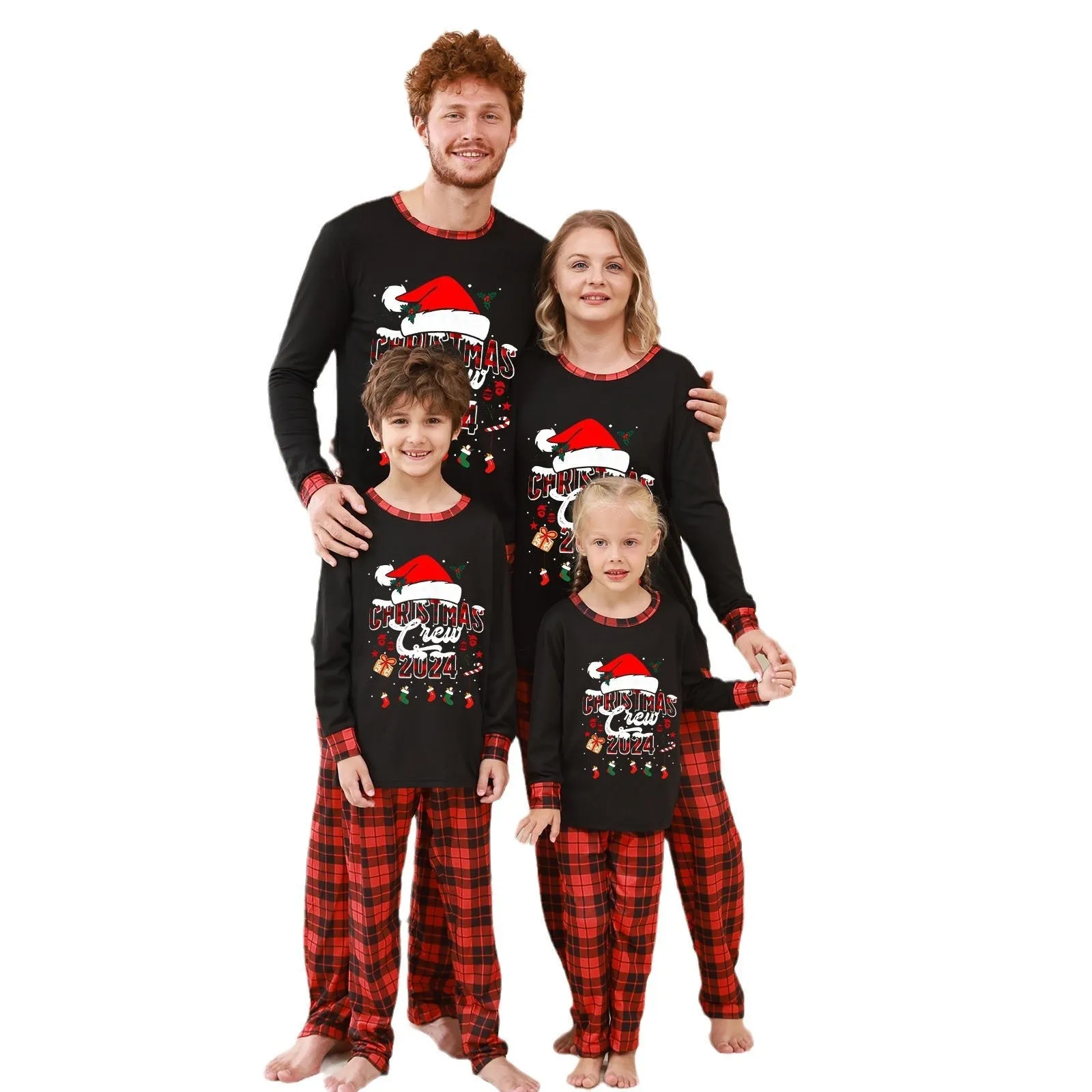 Christmas Plaid Patchwork Print Parent-Child Set