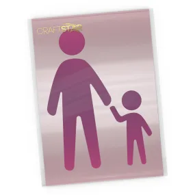 Family Parking Icon Stencil - Parent & Child Craft Stencil Template