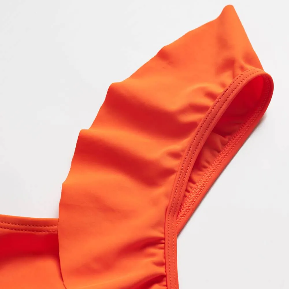 Orange tropical parent-child split swimsuit