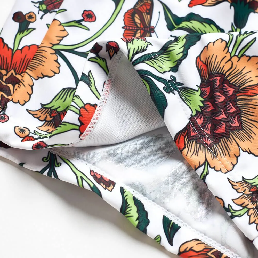 Orange tropical parent-child split swimsuit