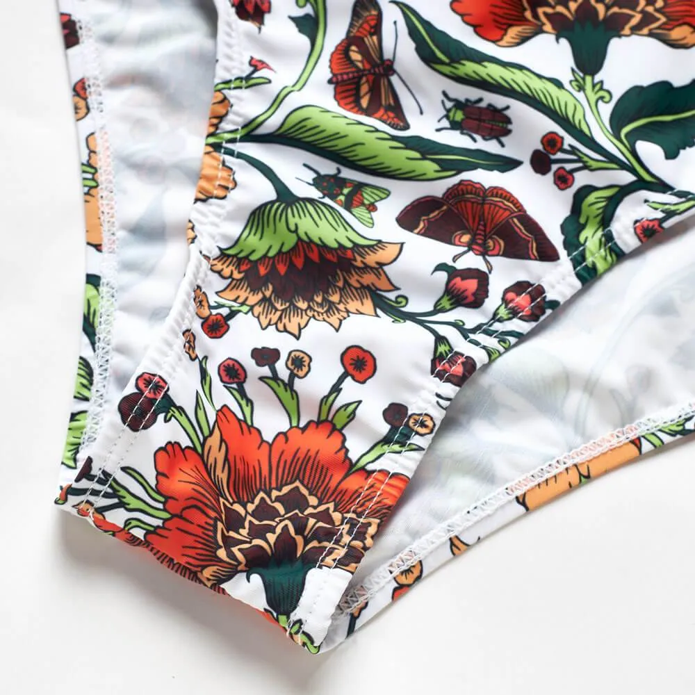 Orange tropical parent-child split swimsuit