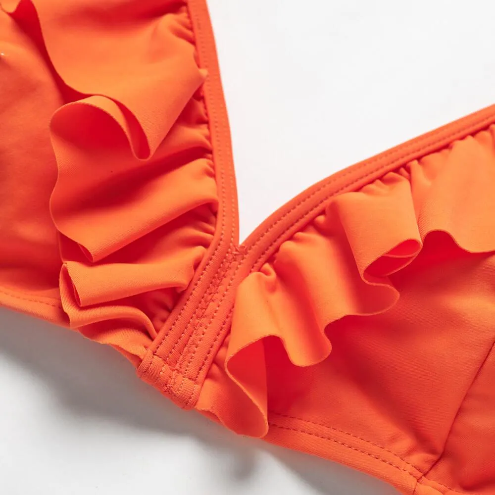Orange tropical parent-child split swimsuit