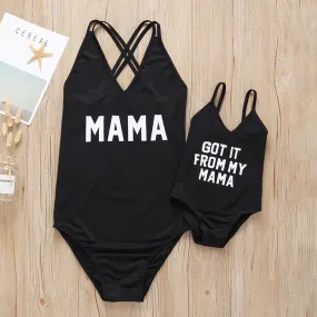 Wholesale Alphabet Parent-child Split Polyester Swimwear