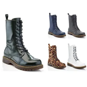Women's Mid-Calf Classic Marten-Style Combat Boots - Assorted Styles